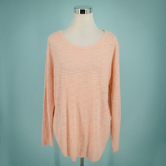 Stitch Fix Peach Large L Textured Knit Boat Scoop Neck Long Sleeve Sweater - Picture 1 of 5